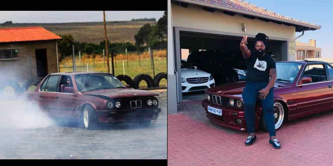 Big Zulu burst tyres spinning his BMW car