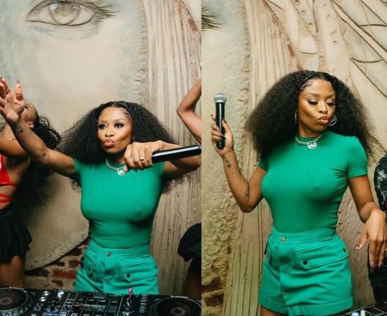 DJ Zinhle dragged for showing off her bo0bs (Photos)