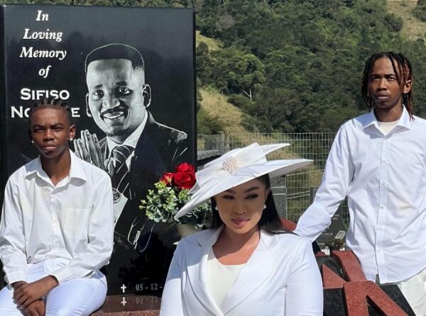 Ayanda Ncwane and her boys redesign Sfiso Ncwane’s tombstone (Photos)